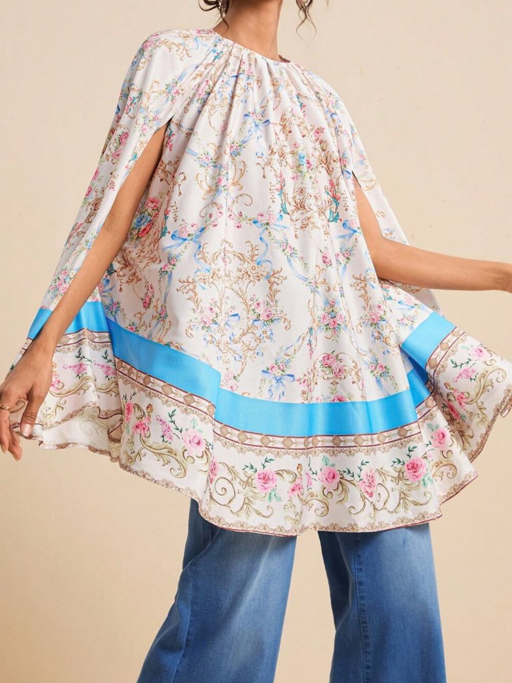 Pink Boho Women's Baroque Placement Print Tunic - Picture 4 of 8
